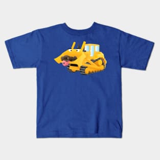 Cute funny yellow bulldozer cartoon character Kids T-Shirt